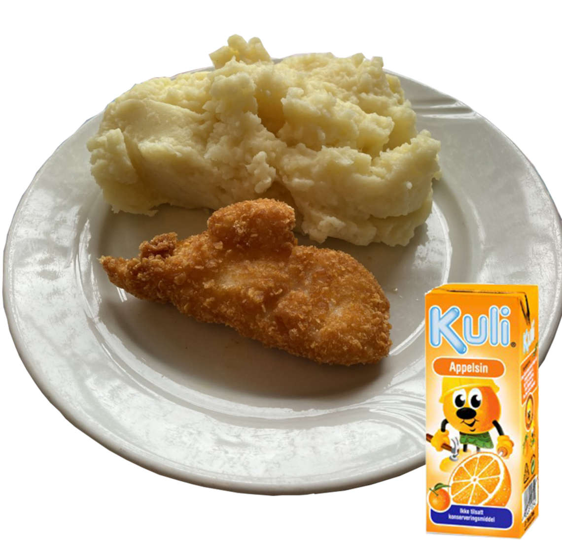 Potetstappe og crispy kylling med kulidrikke